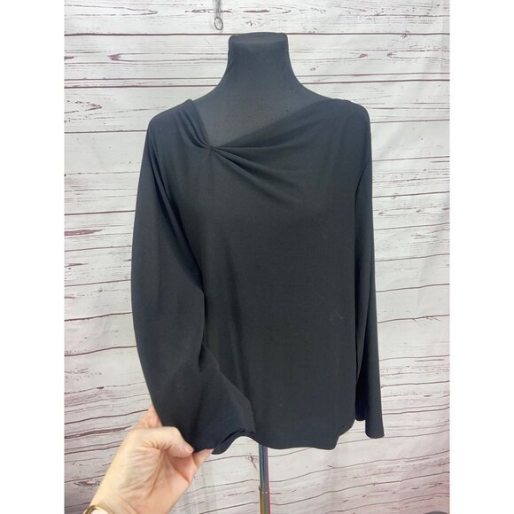 Linea‎ By Louis Dell'Olia Black Long Sleeve Side Drape Size XL Dress Shirt - Picture 6 of 8